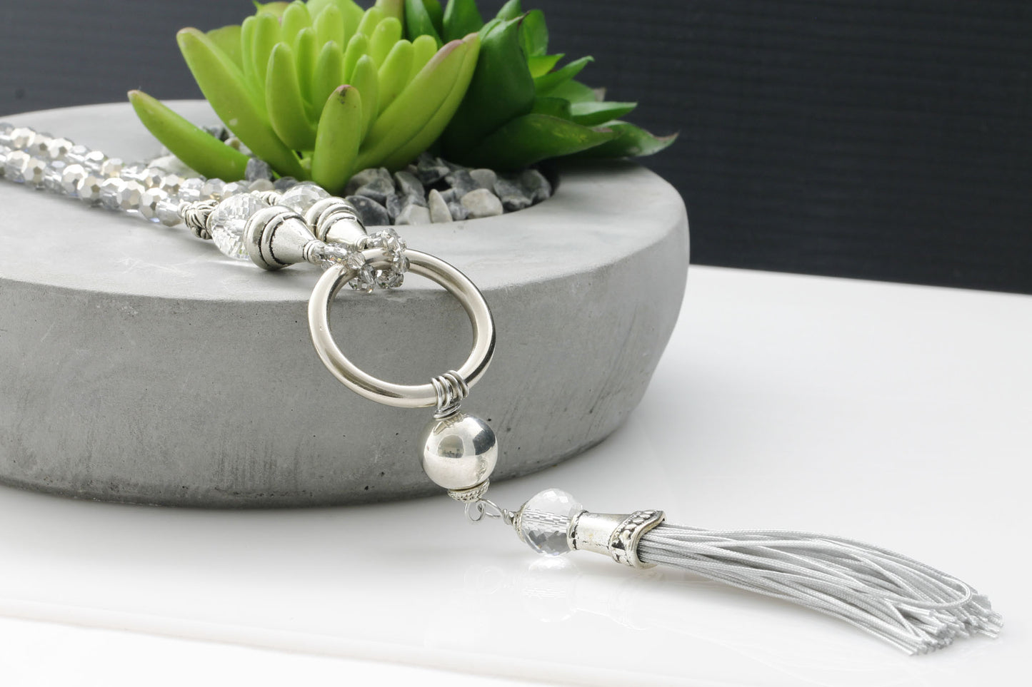 KTC-202 Silver - 'Elan Silver Fashion Statement Necklace - Kalitheo Jewellery