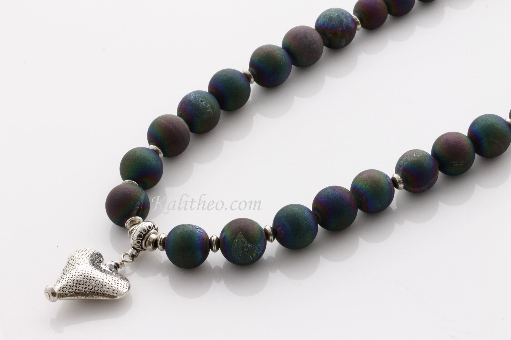 KTC-240 "Peacock Glamour" Agate Necklace - Kalitheo Jewellery