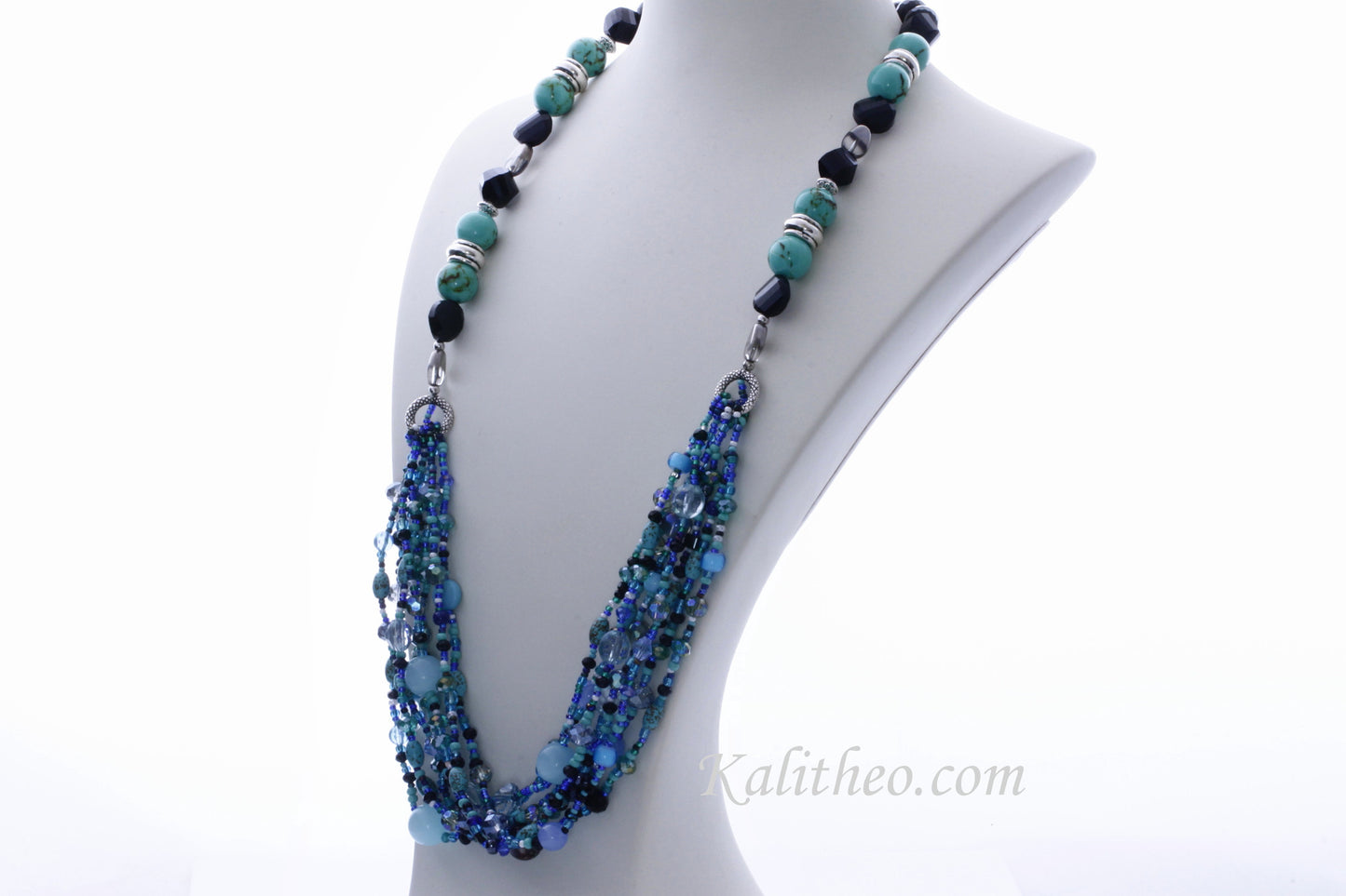 KTC-284 "Ariel Blue" Boho Multi-strand Necklace - Kalitheo Jewellery