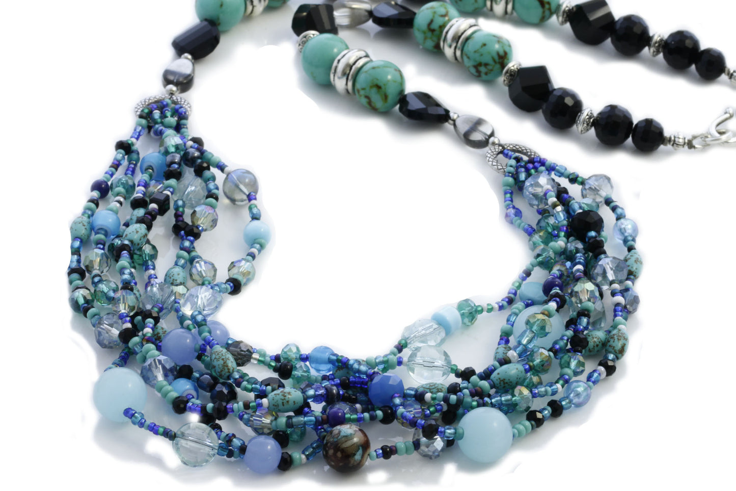 KTC-284 "Ariel Blue" Boho Multi-strand Necklace - Kalitheo Jewellery