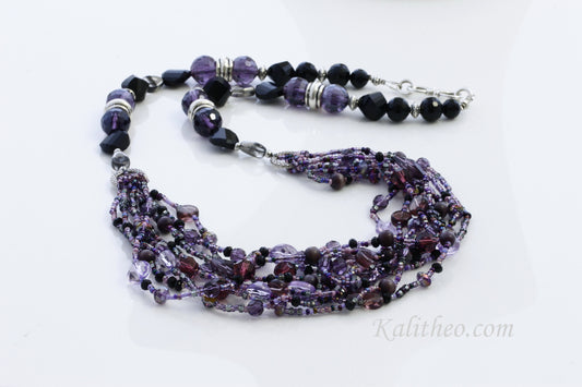 KTC-285 "Ariel Purple" Boho Multi-strand Necklace - Kalitheo Jewellery