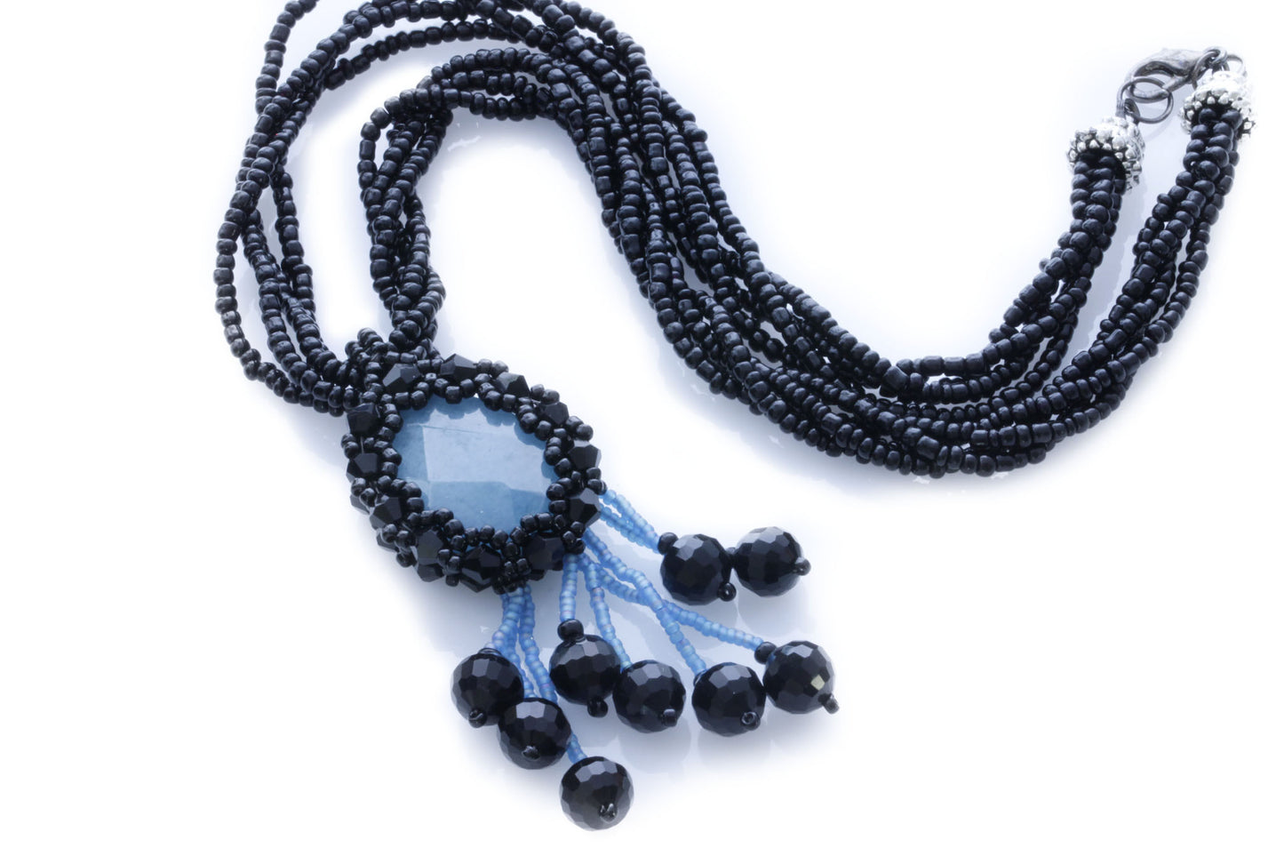 KTC-293 "Aquamarine Mystic" Black Necklace - Kalitheo Jewellery