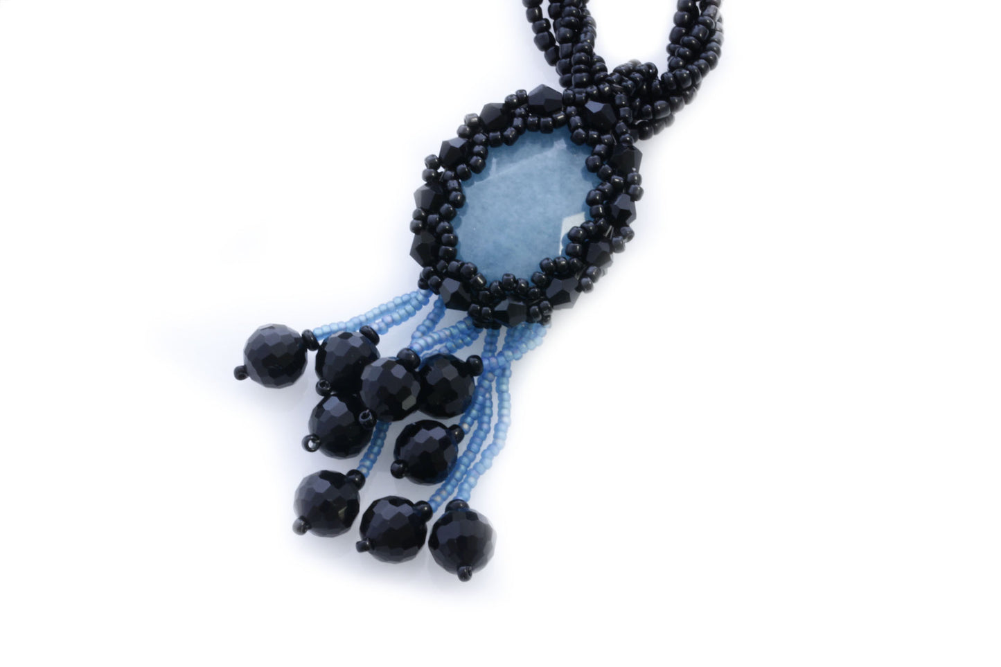 KTC-293 "Aquamarine Mystic" Black Necklace - Kalitheo Jewellery