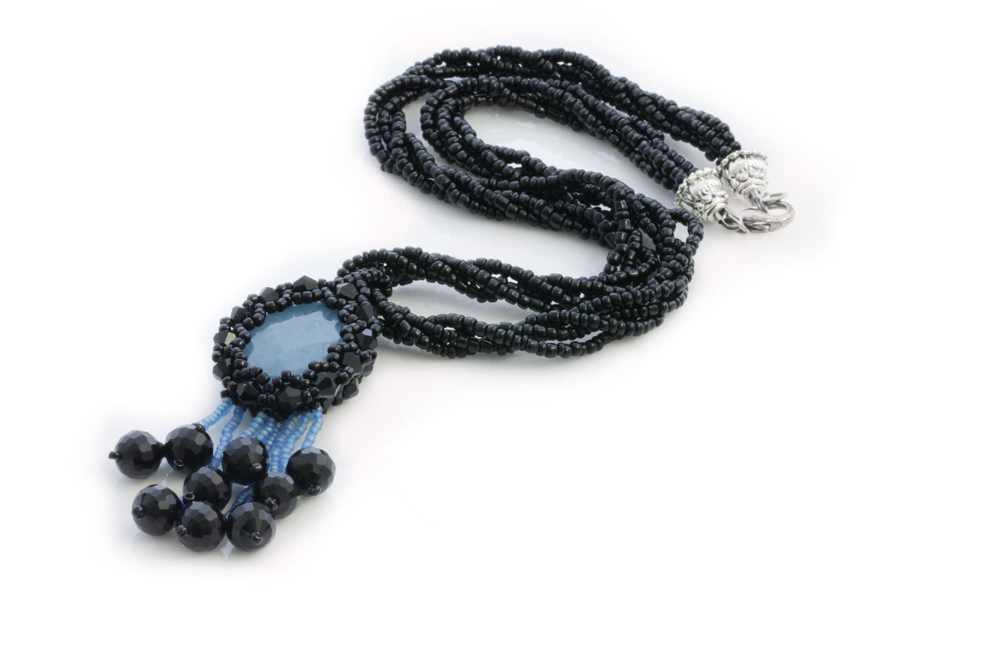 KTC-293 "Aquamarine Mystic" Black Necklace - Kalitheo Jewellery