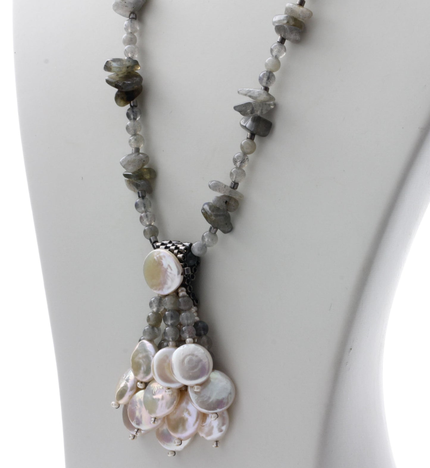 Ocean Princess - Freshwater Pearls & Labradorite | KJ-327N Handmade Necklace - Kalitheo Jewellery