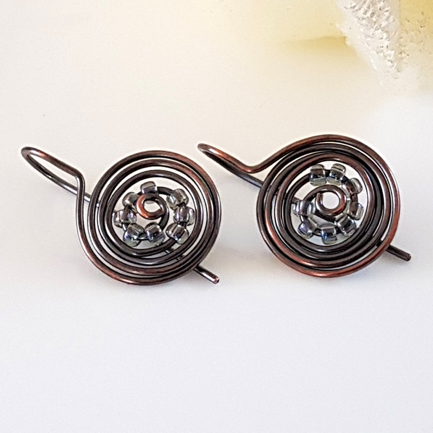 Oxidized Copper Wire Earrings | (KJ-401E) Handmade Earrings - Kalitheo Jewellery