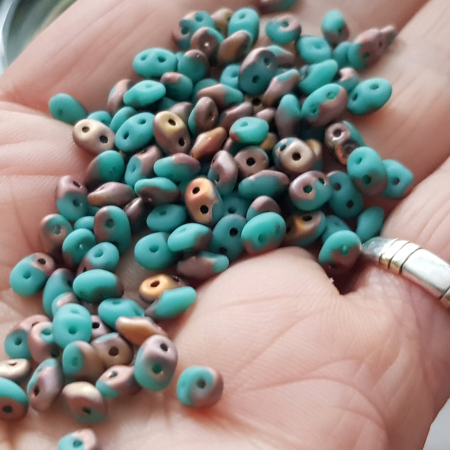 SuperDuo Turquoise Apollo Matte 10g by Matubo | SD-AM6313 | Beading Supply