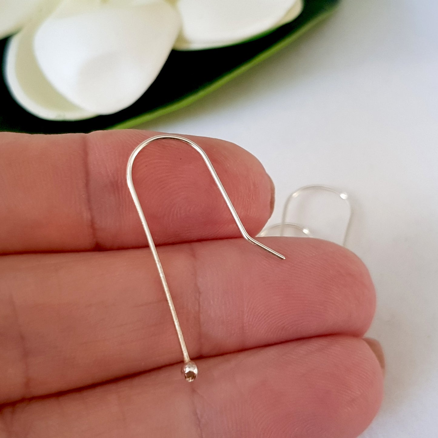 Sterling Silver straight balled end Ear Hooks