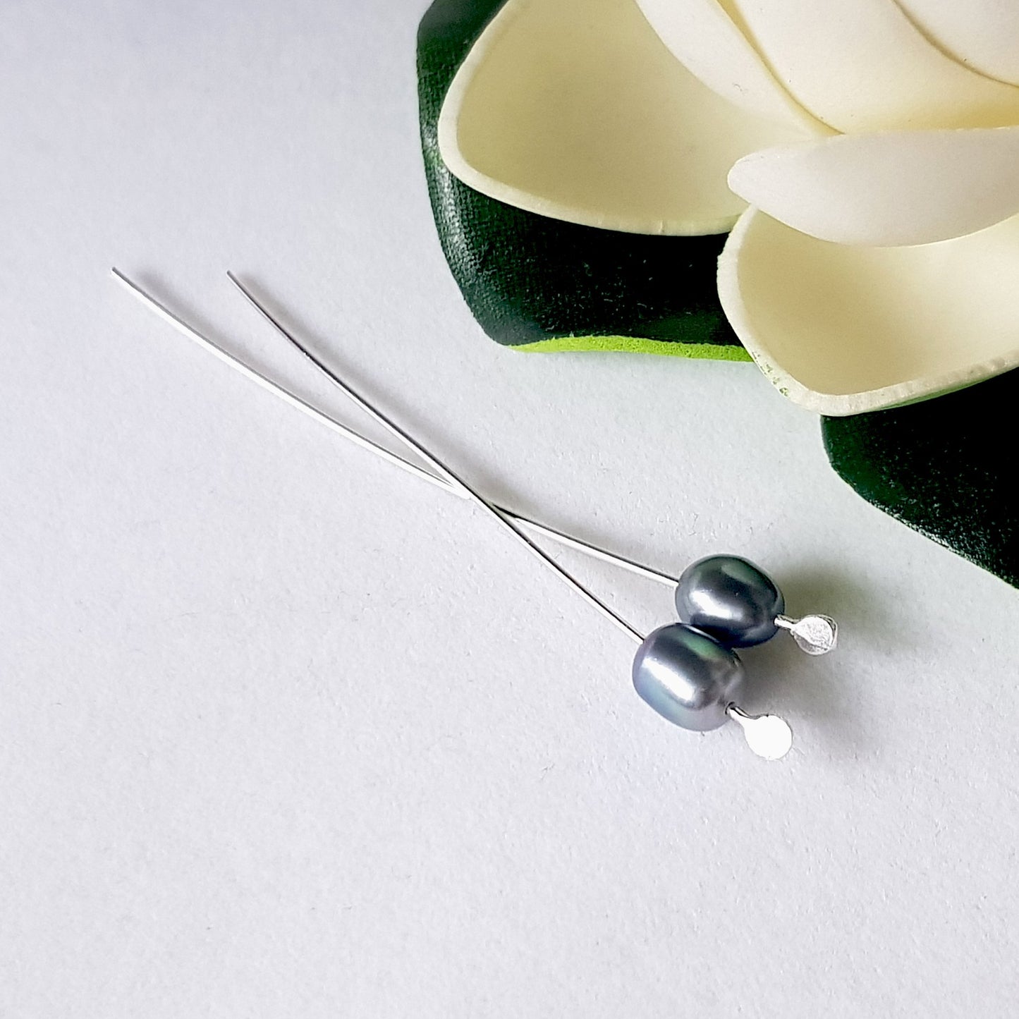 Sterling Silver Long 60mm 2pcs Headpins Balled Flat | SS-GF760F/HP| Jewellery Making Supply - Kalitheo
