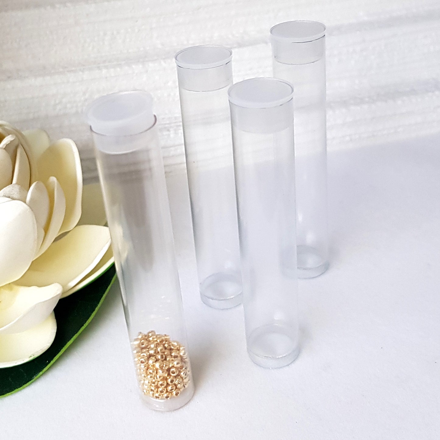 Bead Storage Plastic Tubes 8x1.5cm 4PC Pack | Beading Supply