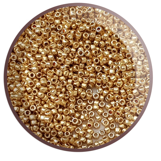 15/0 TR-PF557 Starlight Gold Galvanized PermaFinish Round Toho 5g Seed Beads | Beading Supply