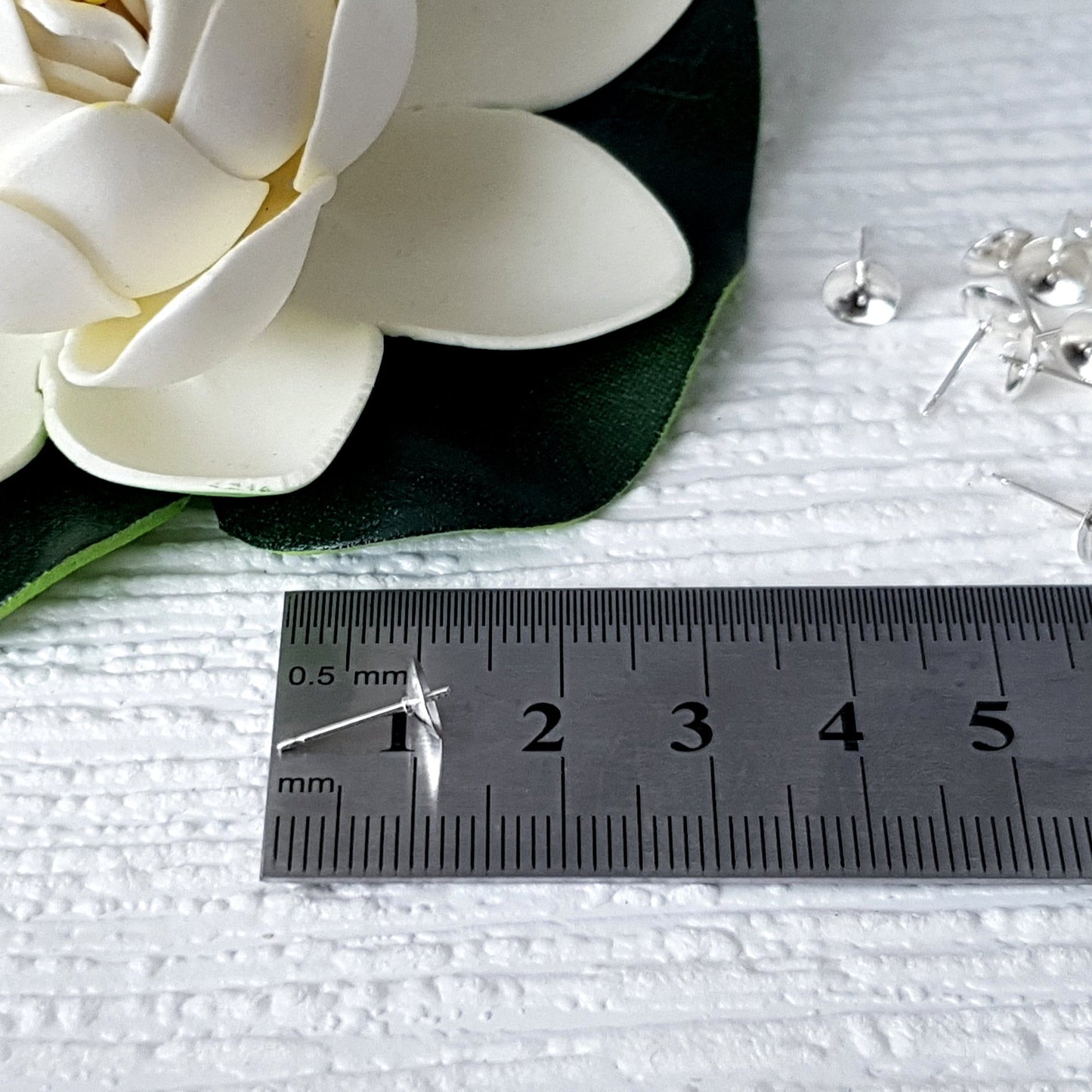 Sterling Silver Pearl Cup 6mm Stud Earrings - Half Drilled Pearls & Beads | SS-010C6/ES | Earring Supply - Kalitheo