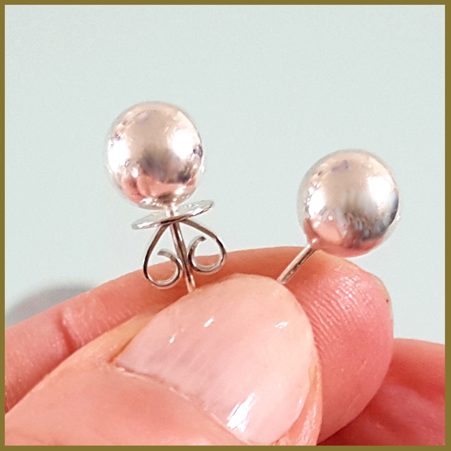 Sterling Silver 925 Ball Stud Earrings | (KJ-372E) - Kalitheo Jewellery