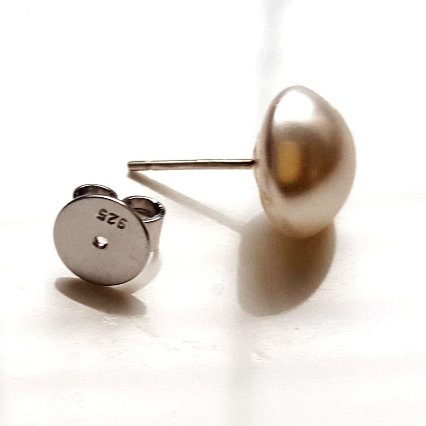 White Shimmer Stud - Bridal Jewellery Collection - Swarovski Pearl Stud 10 mm | (KJ-388E) Handmade Earrings - Kalitheo Jewellery