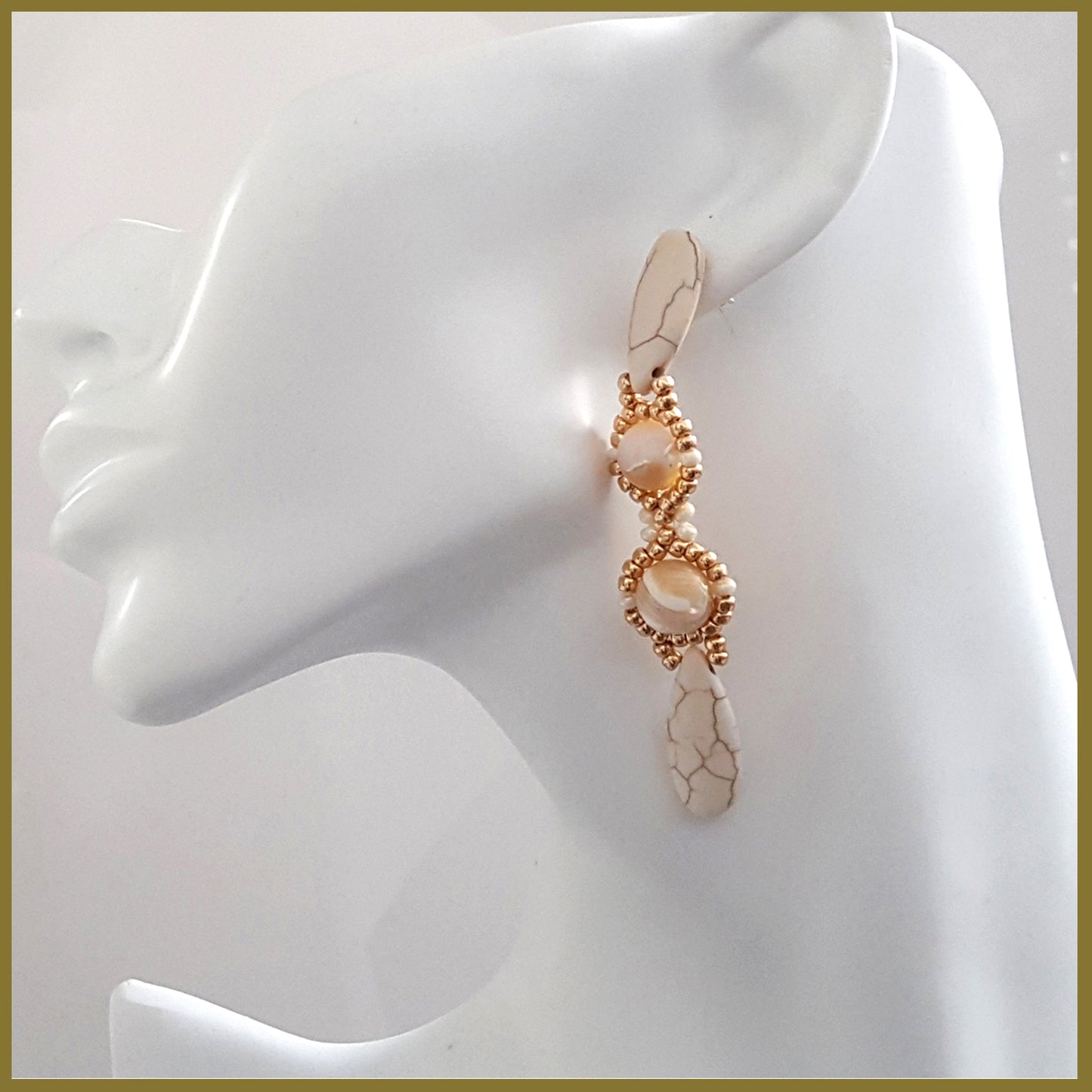 Red or White Statement Beaded Earrings | (KJ-392E) Handmade Earrings - Kalitheo Jewellery