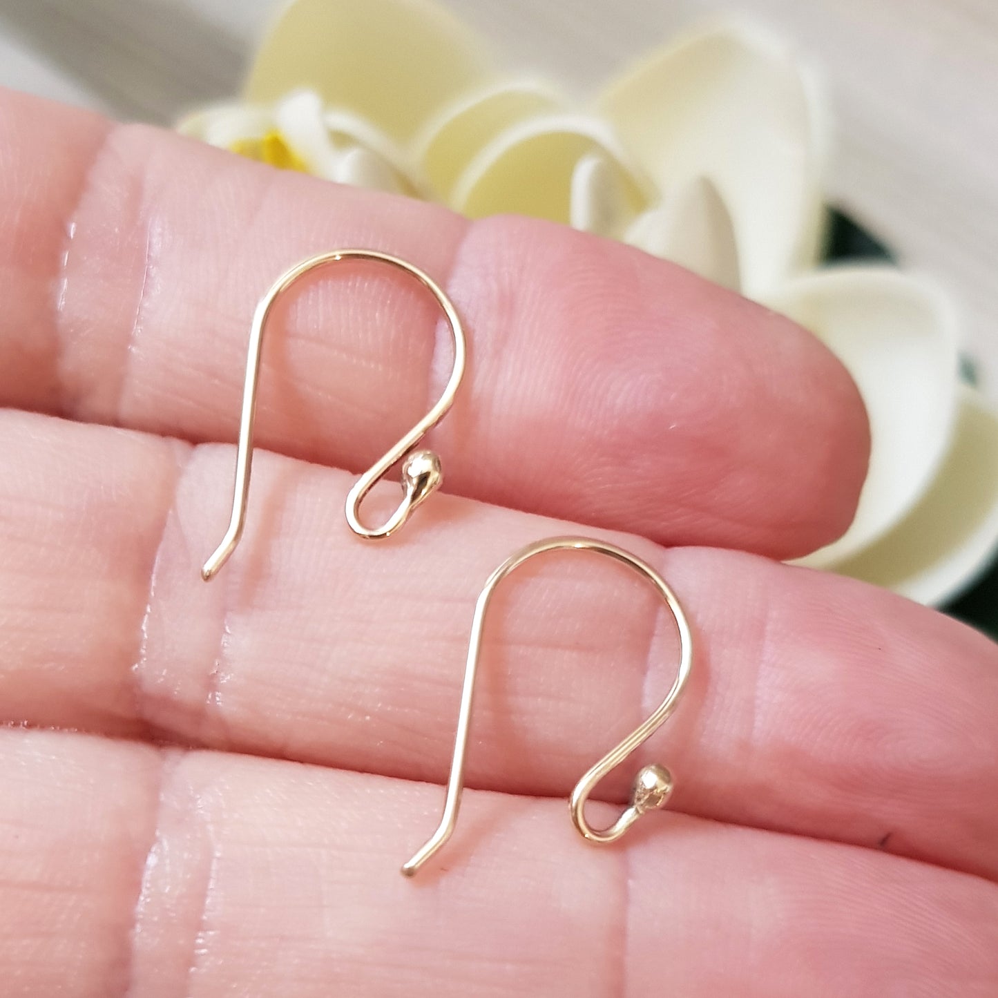 Handmade 9ct Yellow Gold Shepherd Hook Style Ear Hooks | YG9-011EH | Earring Making Supply | Kalitheo
