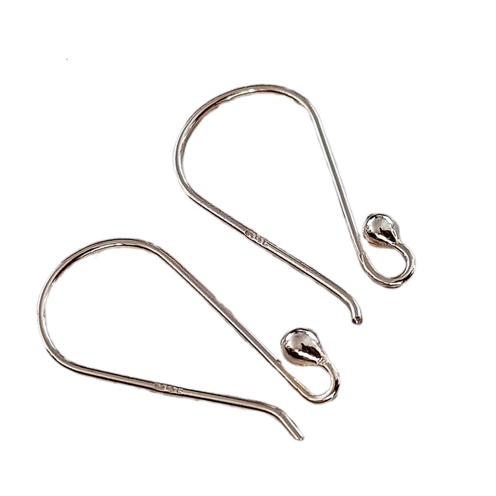 Handmade Sterling Silver Ear Hooks – Argentum 940, 25mm Modern Drop Hook Style | SS-011MEH | Earring Supply