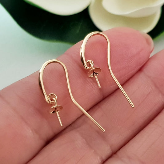 Earring Hooks - 9ct Yellow Gold Hooks With Pearl Cup Quality Findings  | YG9-020EH-1 | Earring Findings