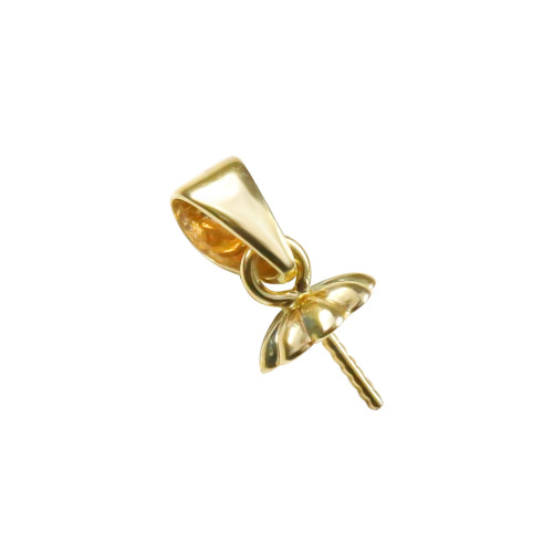 9ct Yellow Gold 6mm Pearl Cup Flower with Bail | YG9-PC6-FL | Precious Metal Findings