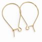 Two gold filled kidney ear hooks on white background showing smooth teardrop wire profile and locking mechanism