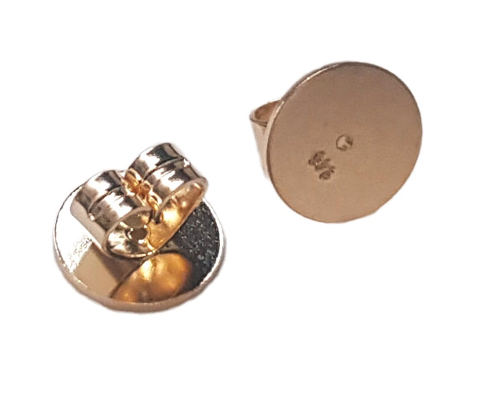 9ct Yellow Gold 375 Disc Butterfly, Earring Backs on a white background.
