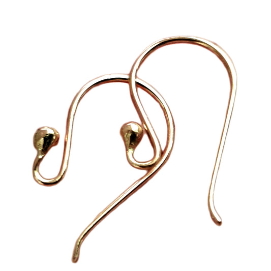 9ct Yellow Gold Balled Ends Hooks Quality Handmade  | YG9-011EH | Earring Findings
