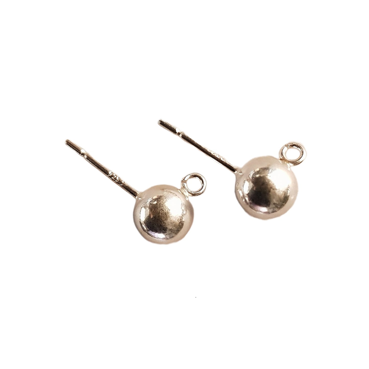 Quality Sterling Silver Heavy Polished Ball Studs with open jump ring | SS-010HPBall-ES | Earring Supply