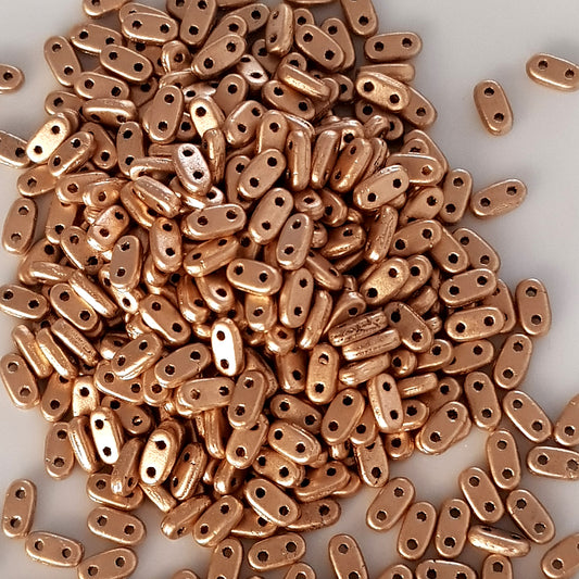 CzechMate Bar Beads – Flax Metallic Matte -6x2mm Two-Hole Czech Glass Beads - CZMBar-K0171