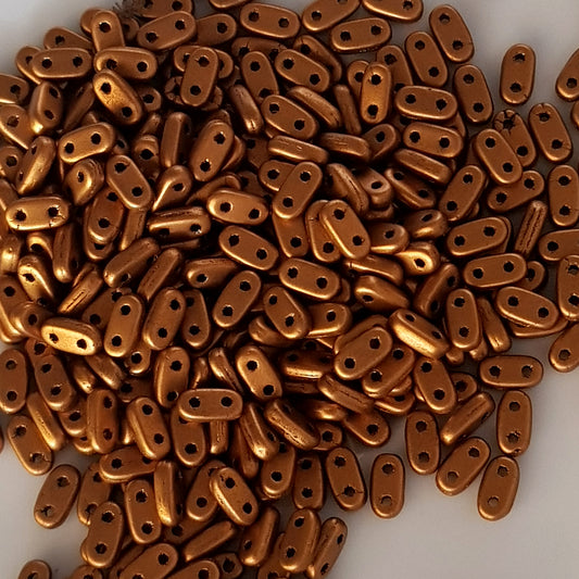 CzechMate Bar Beads – Antique Metallic Matte -6x2mm Two-Hole Czech Glass Beads - CZMBar-K0174