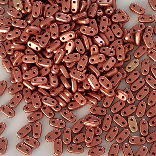 CzechMate Bar Beads – Copper Metallic Matte -6x2mm Two-Hole Czech Glass Beads - CZMBar-K0177