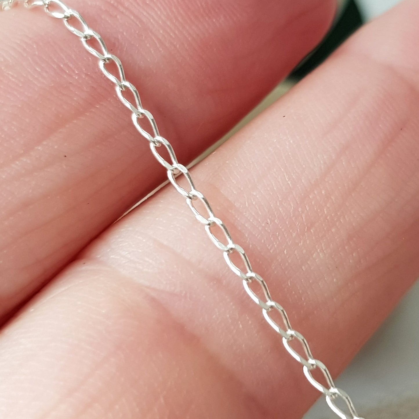 Chains - Long Curb Diamond Cut Chain Genuine Sterling Silver Finished | SS-FChainLCD | Jewellery Making Supply
