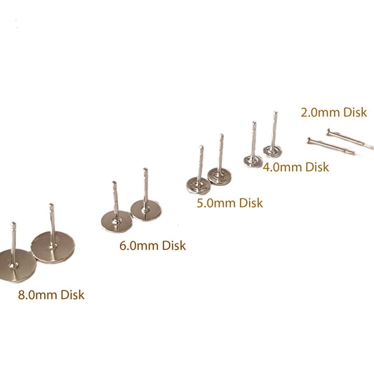 Earring Posts Sterling Silver 925 with flat Disc Back | SS-002EP | Earring Supply