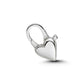 Silver heart-shaped charm on a white background