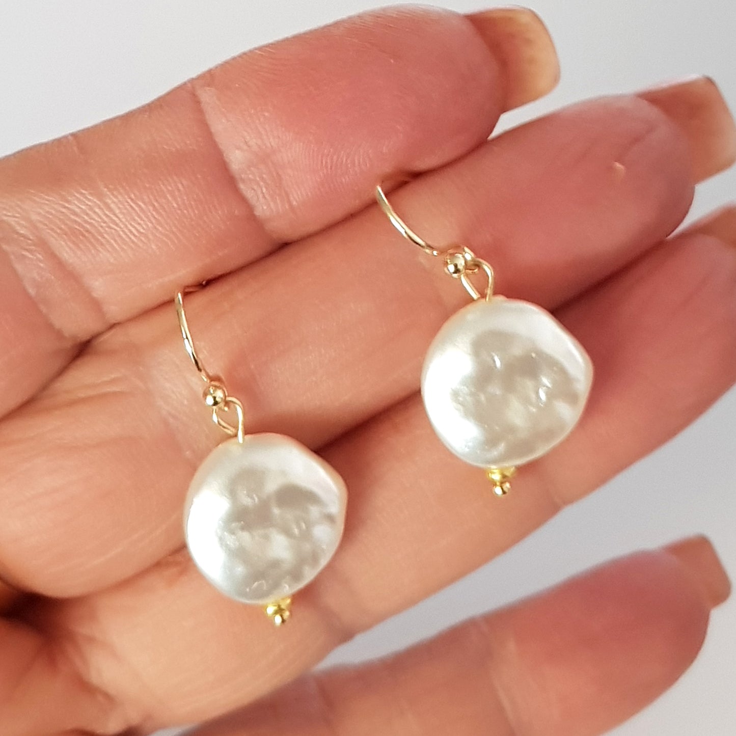 Faux Baroque Pearl Earrings – Gold Filled |FKJ-109E | Kalitheo Jewellery