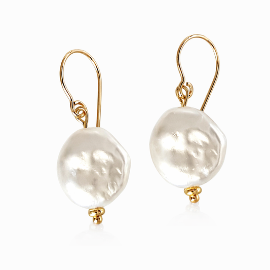 Faux Baroque Pearl Earrings – Gold Filled |FKJ-109E | Kalitheo Jewellery