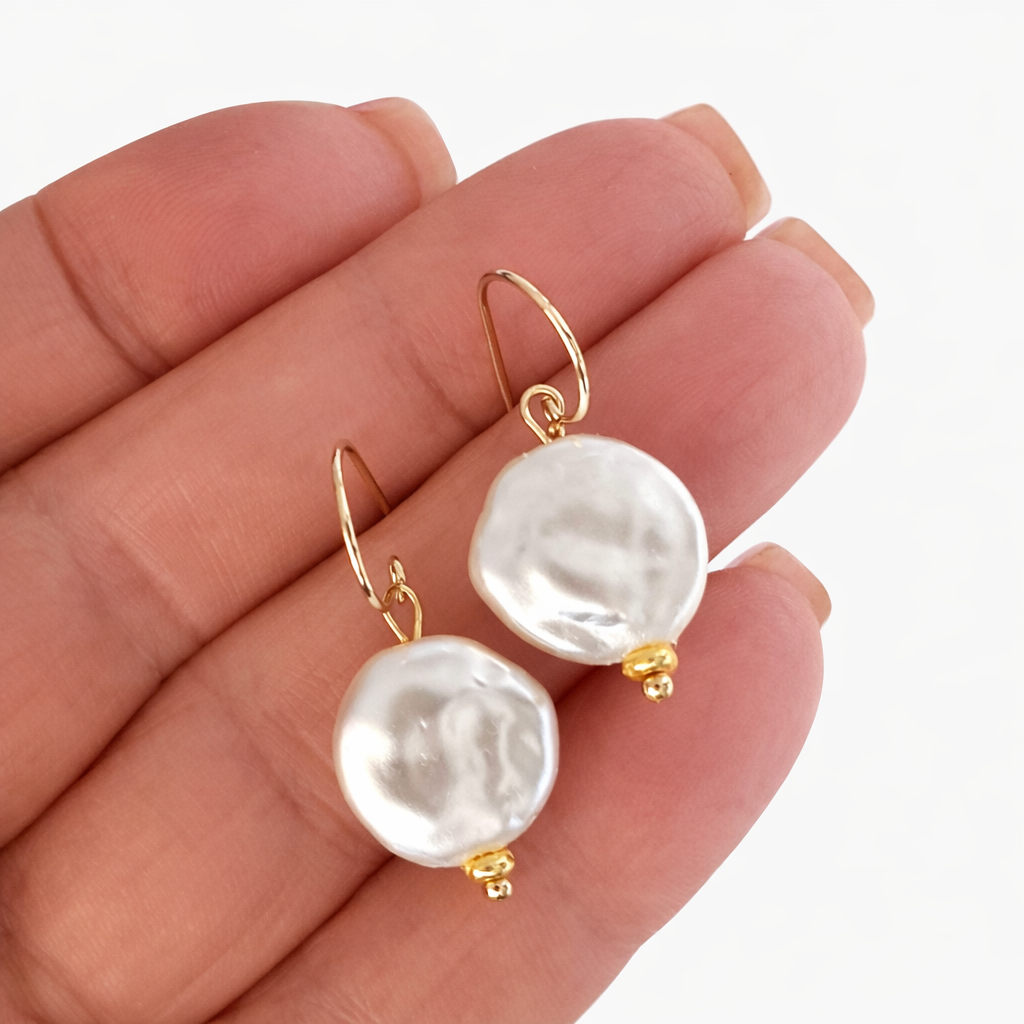 Faux Baroque Pearl Earrings – Gold Filled |FKJ-109E | Kalitheo Jewellery