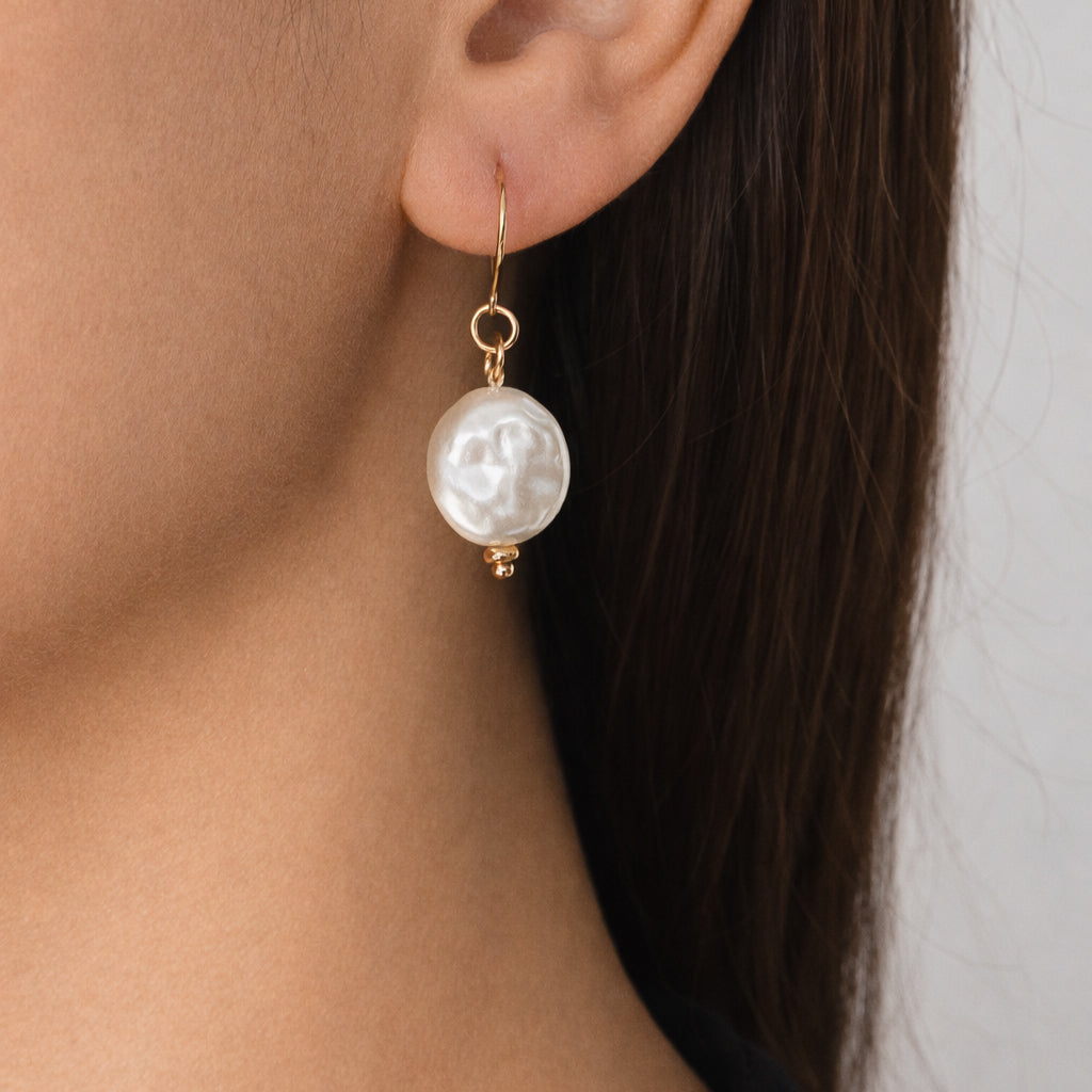 Faux Baroque Pearl Earrings – Gold Filled |FKJ-109E | Kalitheo Jewellery
