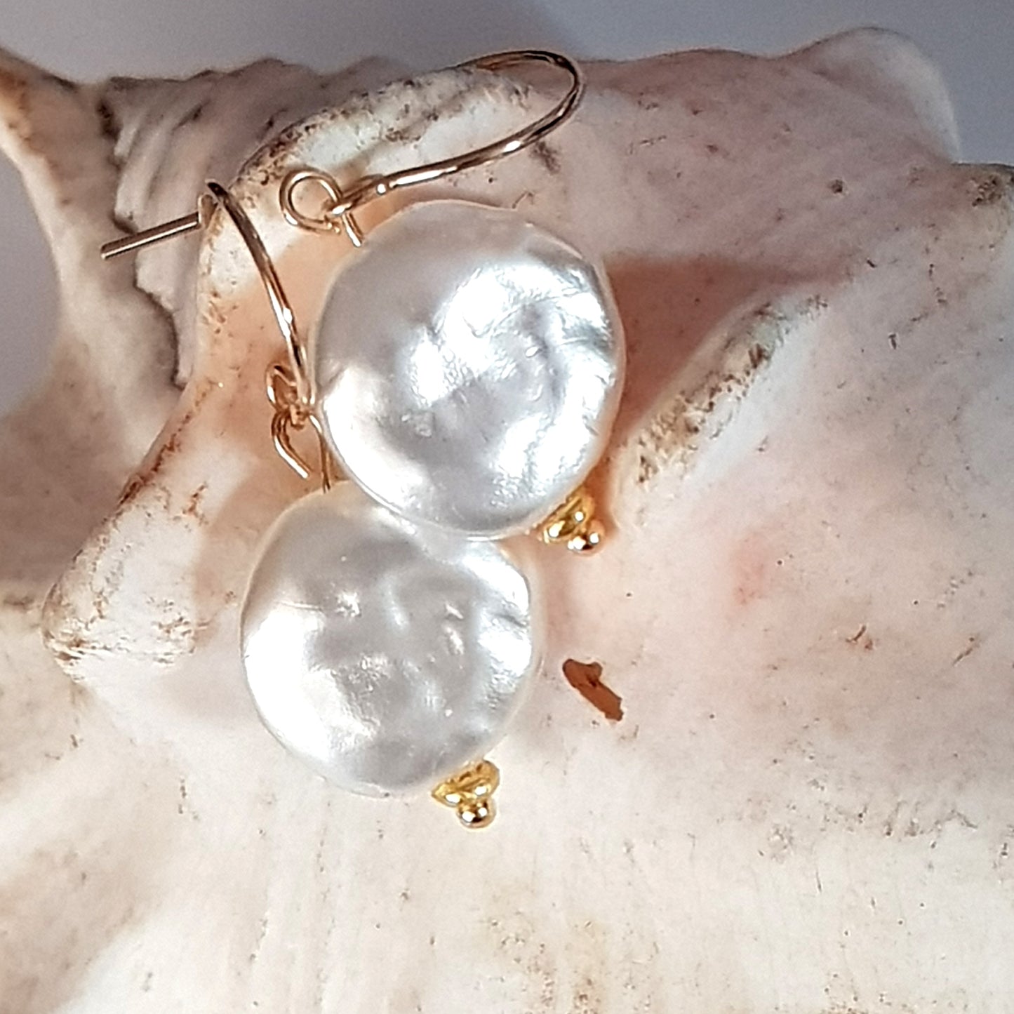 Faux Baroque Pearl Earrings – Gold Filled |FKJ-109E | Kalitheo Jewellery