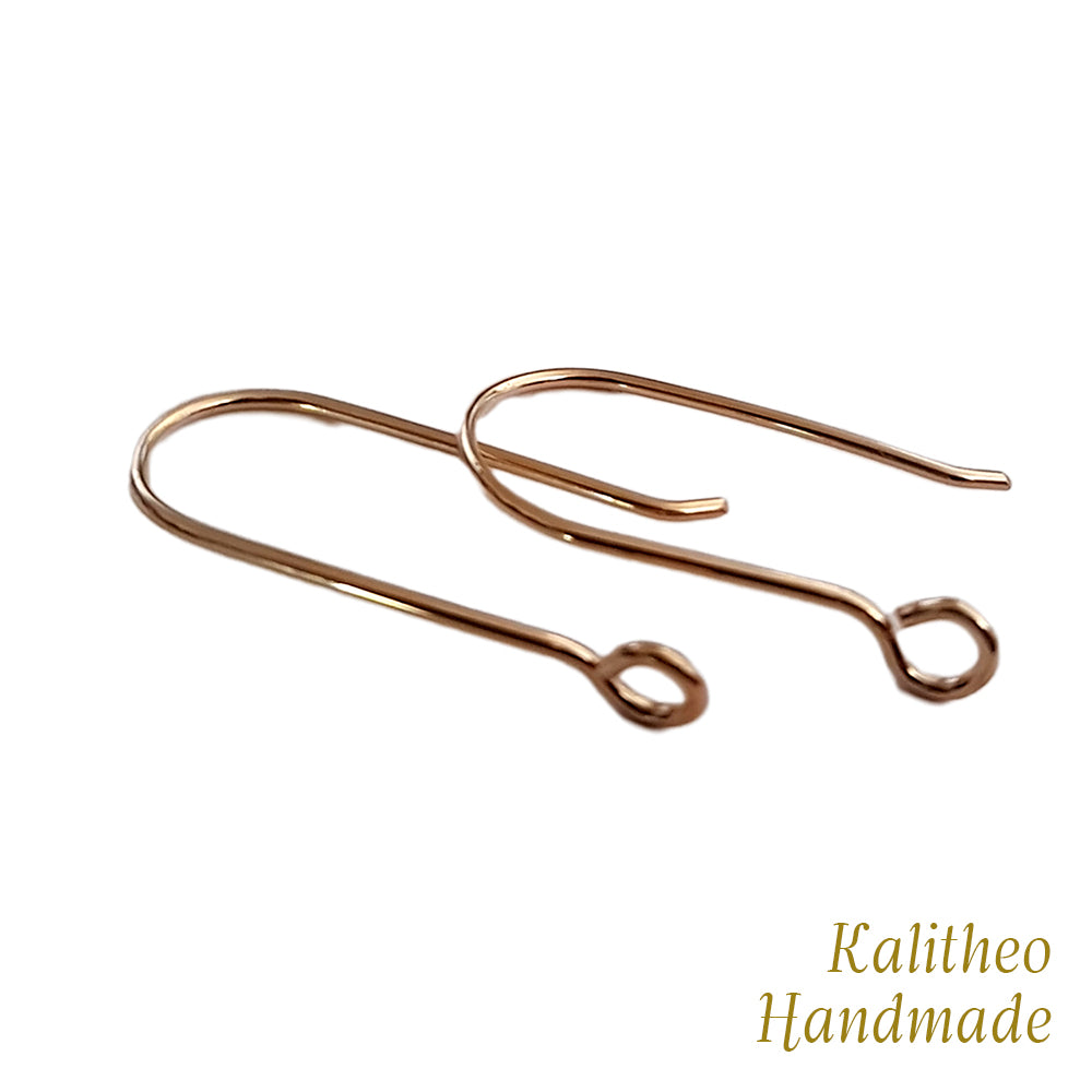 Yellow gold earring hooks on a white background with 'Kalitheo Handmade' text.