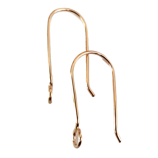 14ct Gold Filled Handmade Front Facing Ear Hooks – 25mm (0.8mm Wire)