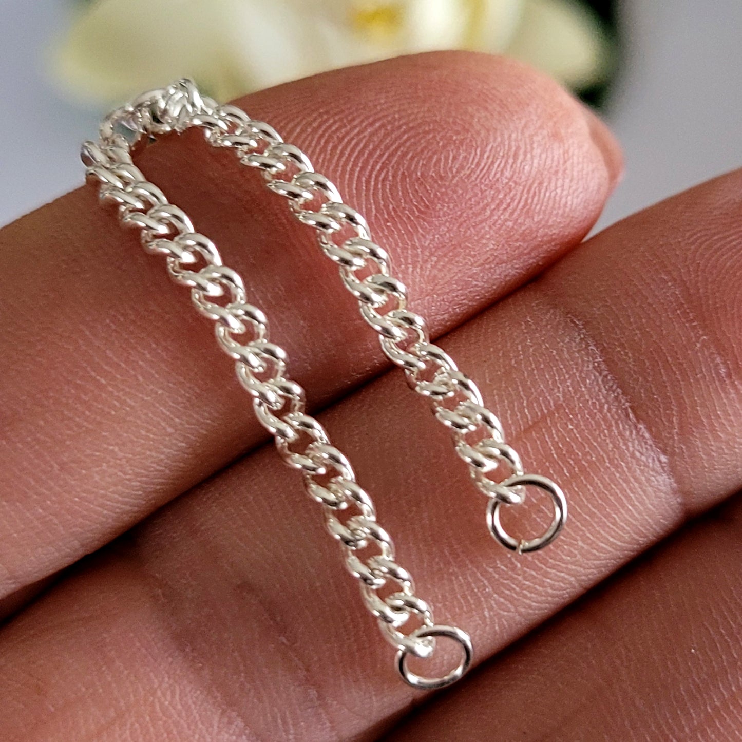 Chains - Bracelet Safety Curb Chain Genuine Sterling Silver Finished | SS-FChainBSCC | Bracelet Making Supply