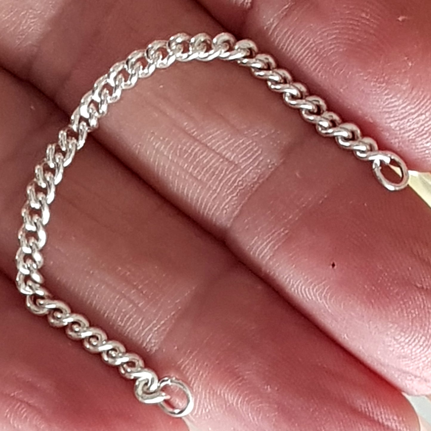 Chains - Bracelet Safety Curb Chain Genuine Sterling Silver Finished | SS-FChainBSCC | Bracelet Making Supply