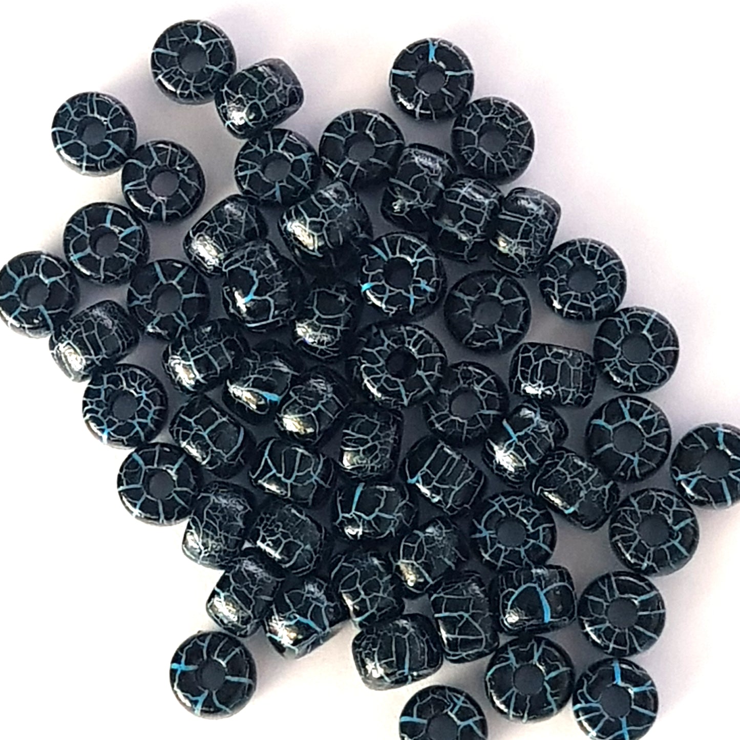 Matubo 2/0 Seed Beads - Jet Black/Blue - 6mm Round Beads -Kalitheo