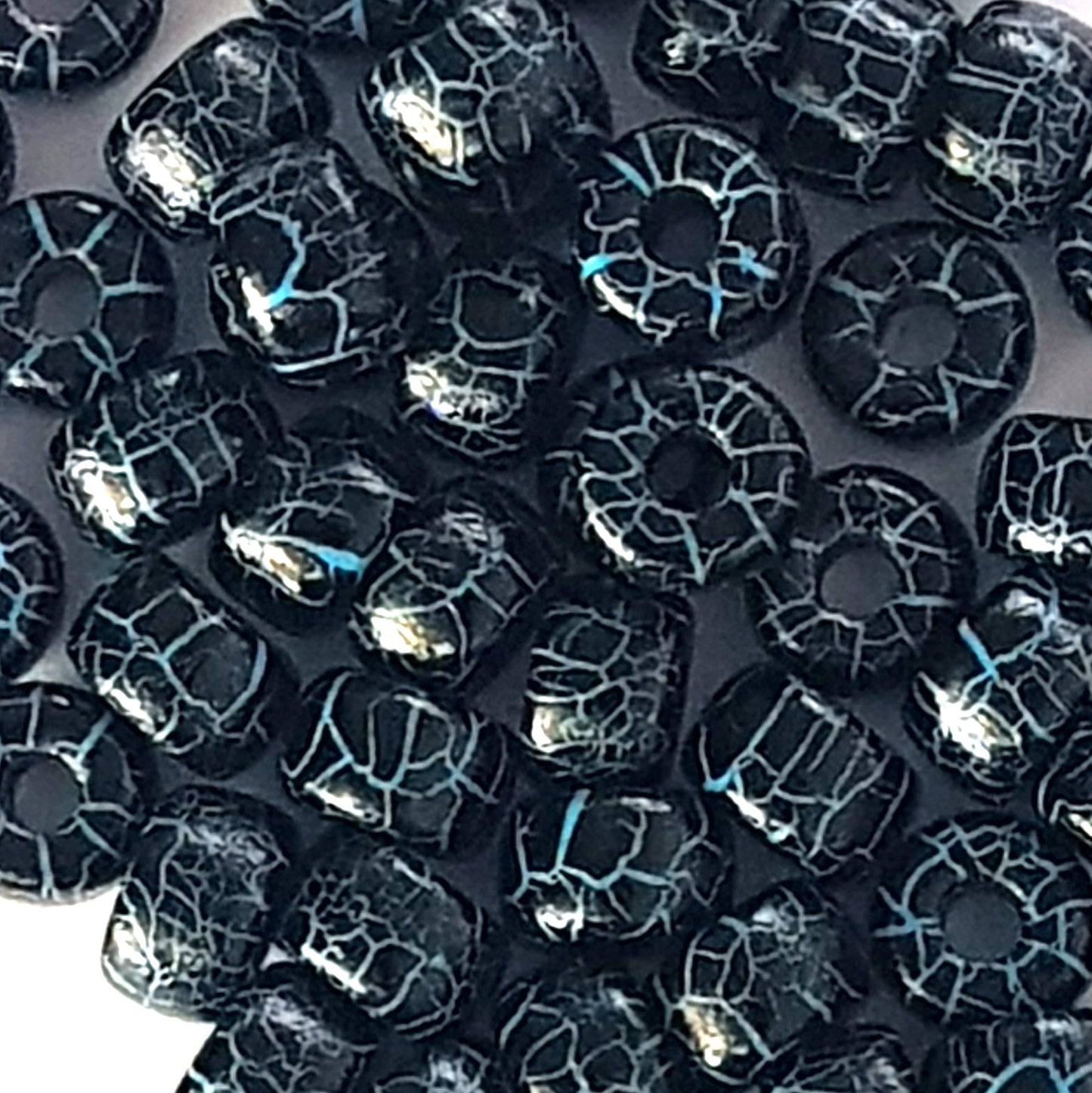 Matubo 2/0 Seed Beads - Jet Black/Blue - 6mm Round Beads -Kalitheo