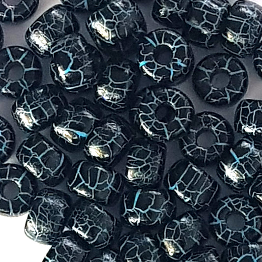 Matubo 2/0 Seed Beads - Jet Black/Blue - 6mm Round Beads -Kalitheo