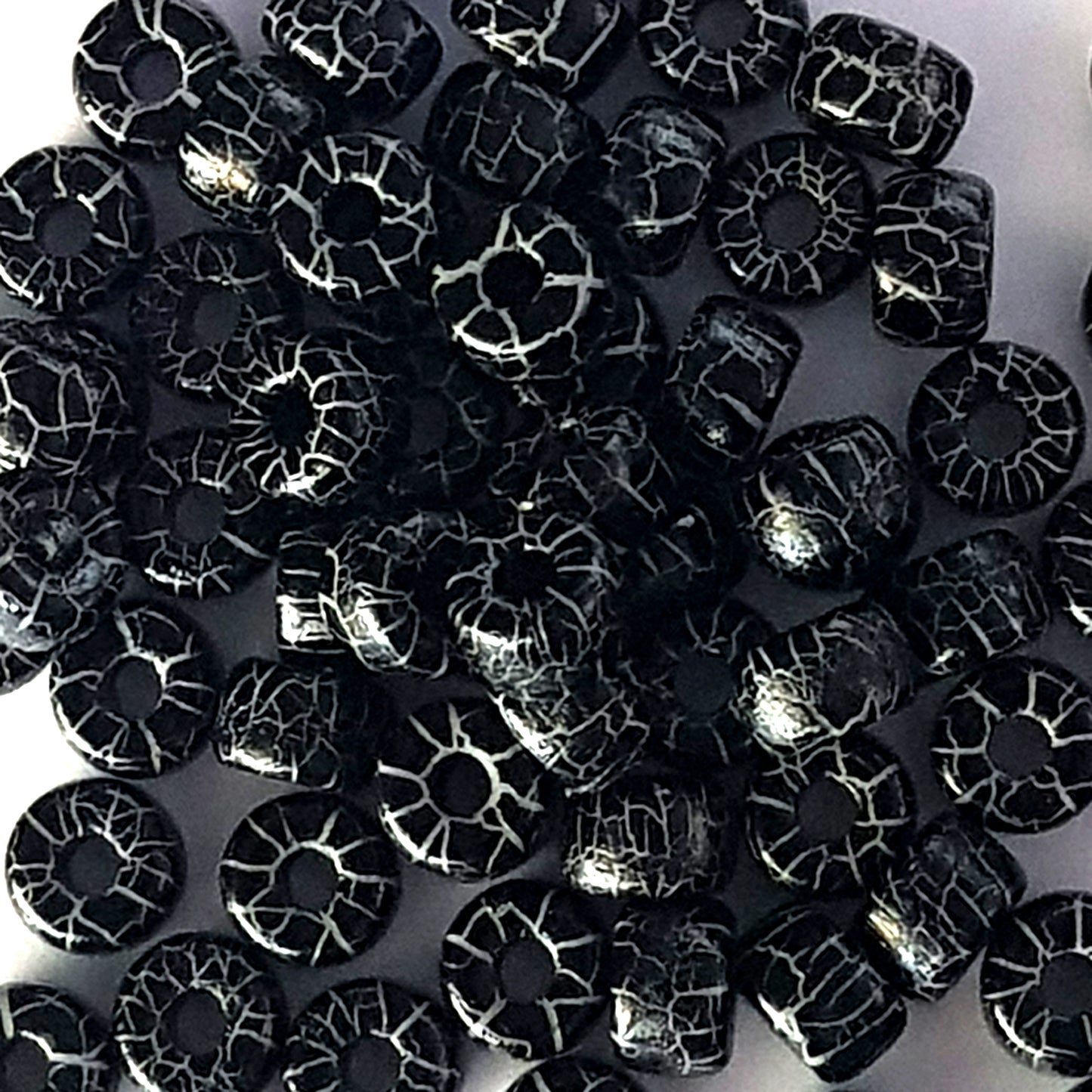 Matubo 2/0 Seed Beads - Jet Black-White - 6mm Round Beads -Kalitheo