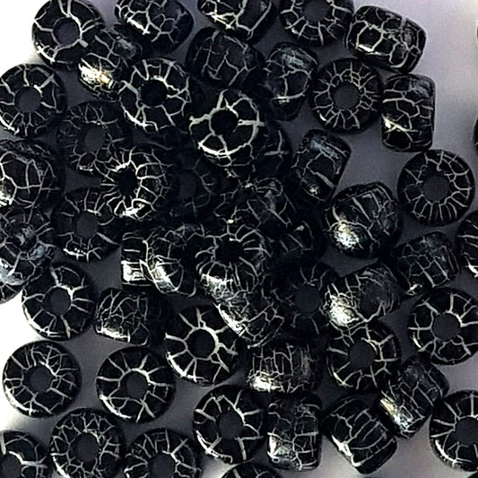 Matubo 2/0 Seed Beads - Jet Black-White - 6mm Round Beads -Kalitheo