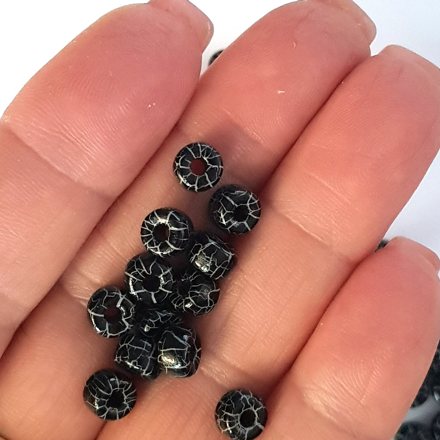 Matubo 2/0 Seed Beads - Jet Black-White - 6mm Round Beads -Kalitheo
