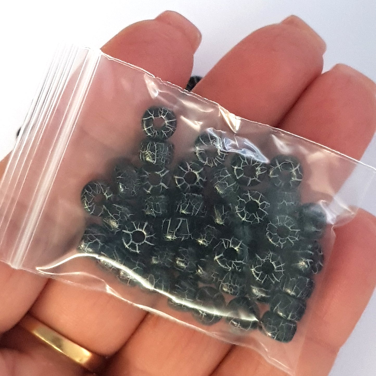 Matubo 2/0 Seed Beads - Jet Black-White - 6mm Round Beads -Kalitheo