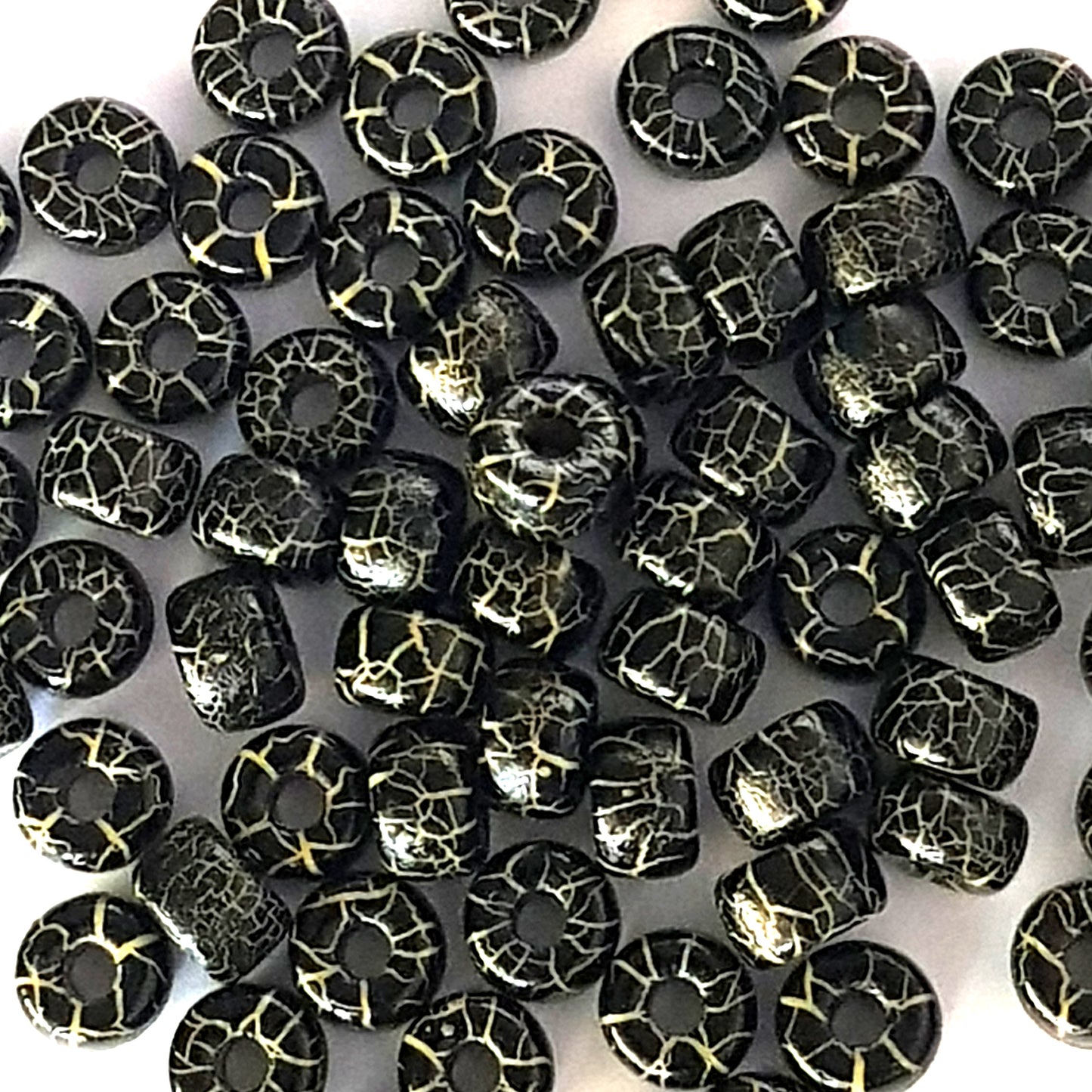 Matubo 2/0 Seed Beads - Jet Black/Yellow - 6mm Round Beads -Kalitheo